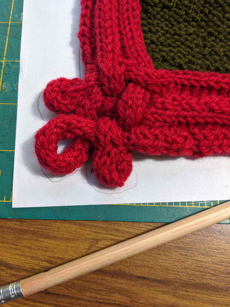 Pencil tracing finished afghan corner